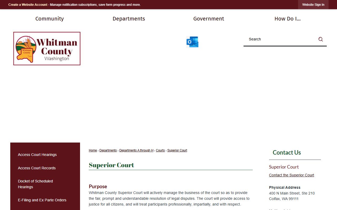 Whitman County Superior Court records after jail arrest
